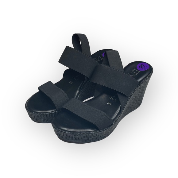 new Italian Shoemakers 𒀭Success Espadrille Wedge Platform Sandals 𒀭 Black 8.5M - Picture 7 of 16